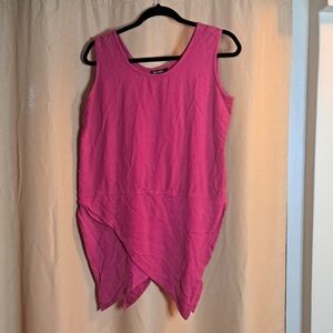Vibrant Pink Asymmetrical Tank Top. L
